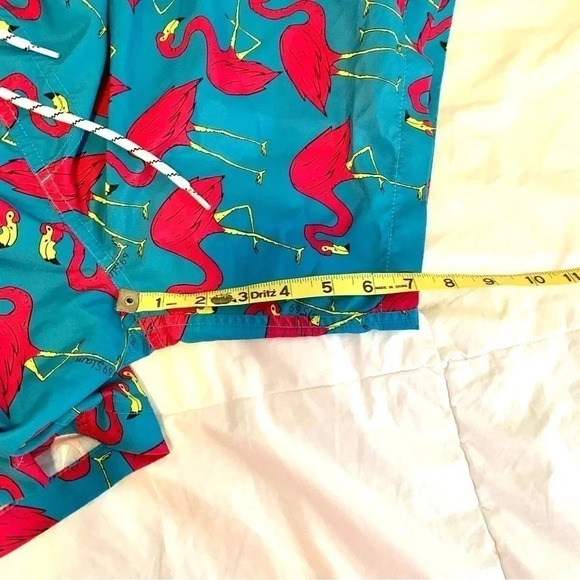 Men’s Flamingo Print Pink Blue tropical Miami Swim Trunks XL - Picture 7 of 10